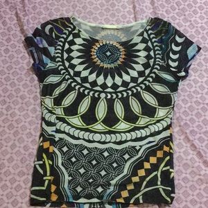 A Patterned Navy Blue Blouse